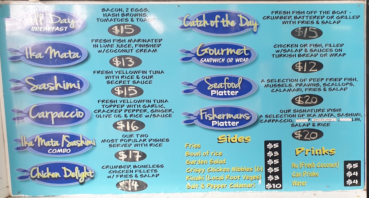Bite Time Cafe menu board
