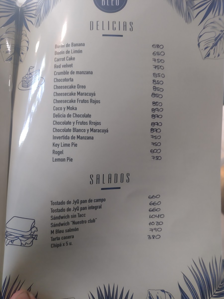 Monsieur Bleu Express menu board