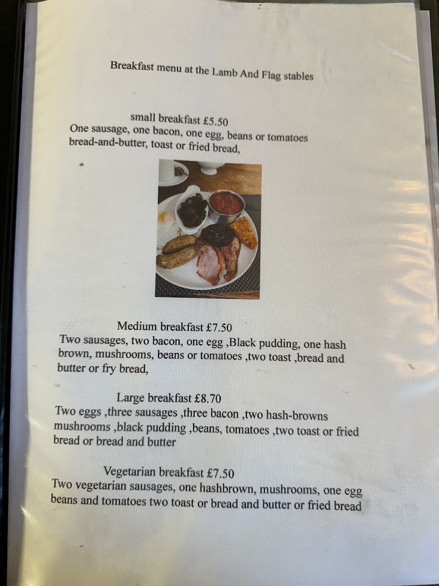 The Stables Cafe menu board