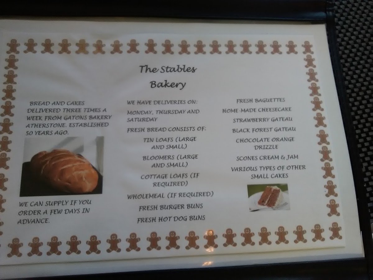 The Stables Cafe menu board