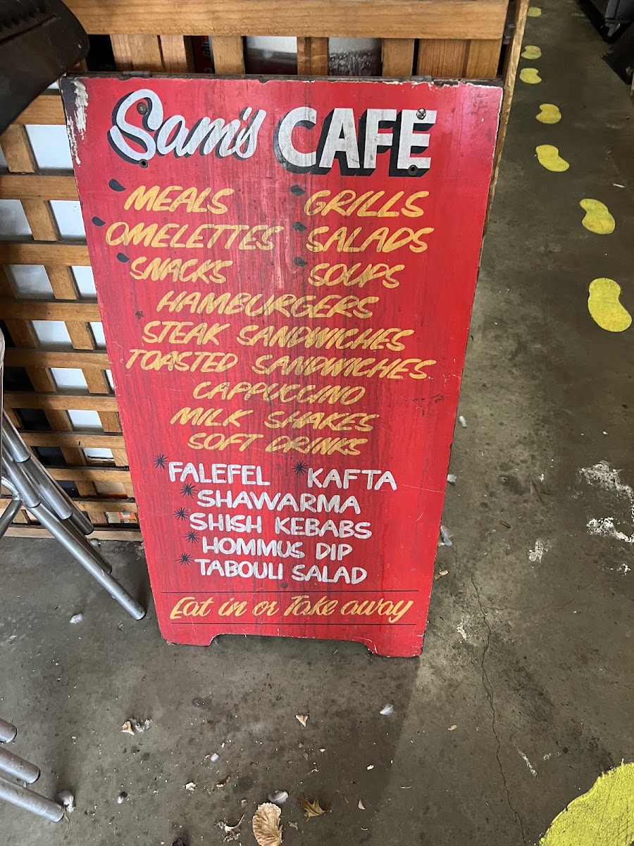 Sam's Cafe Geelong menu board