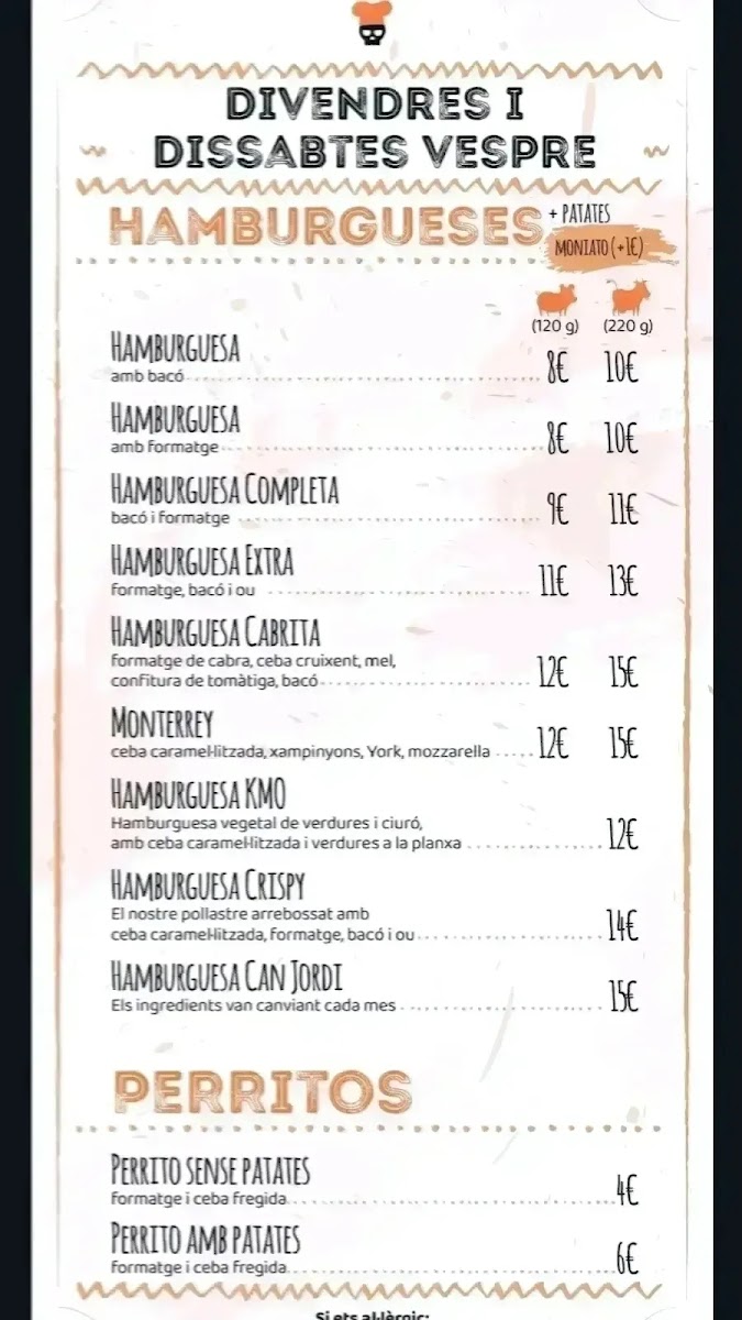 Can Jordi menu board