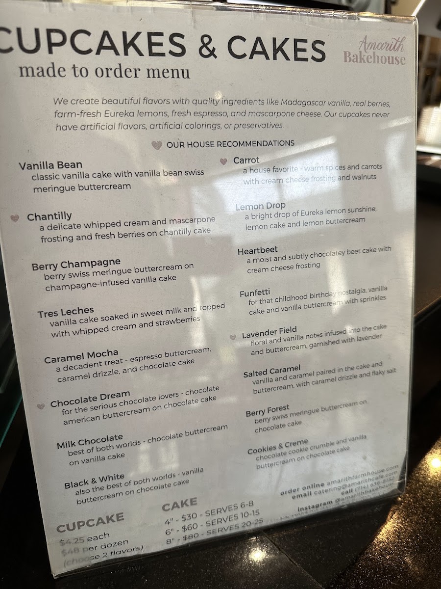 Amarith Cafe menu board