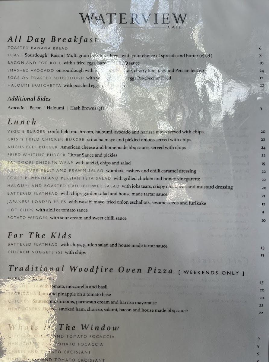 Waterview Café menu board