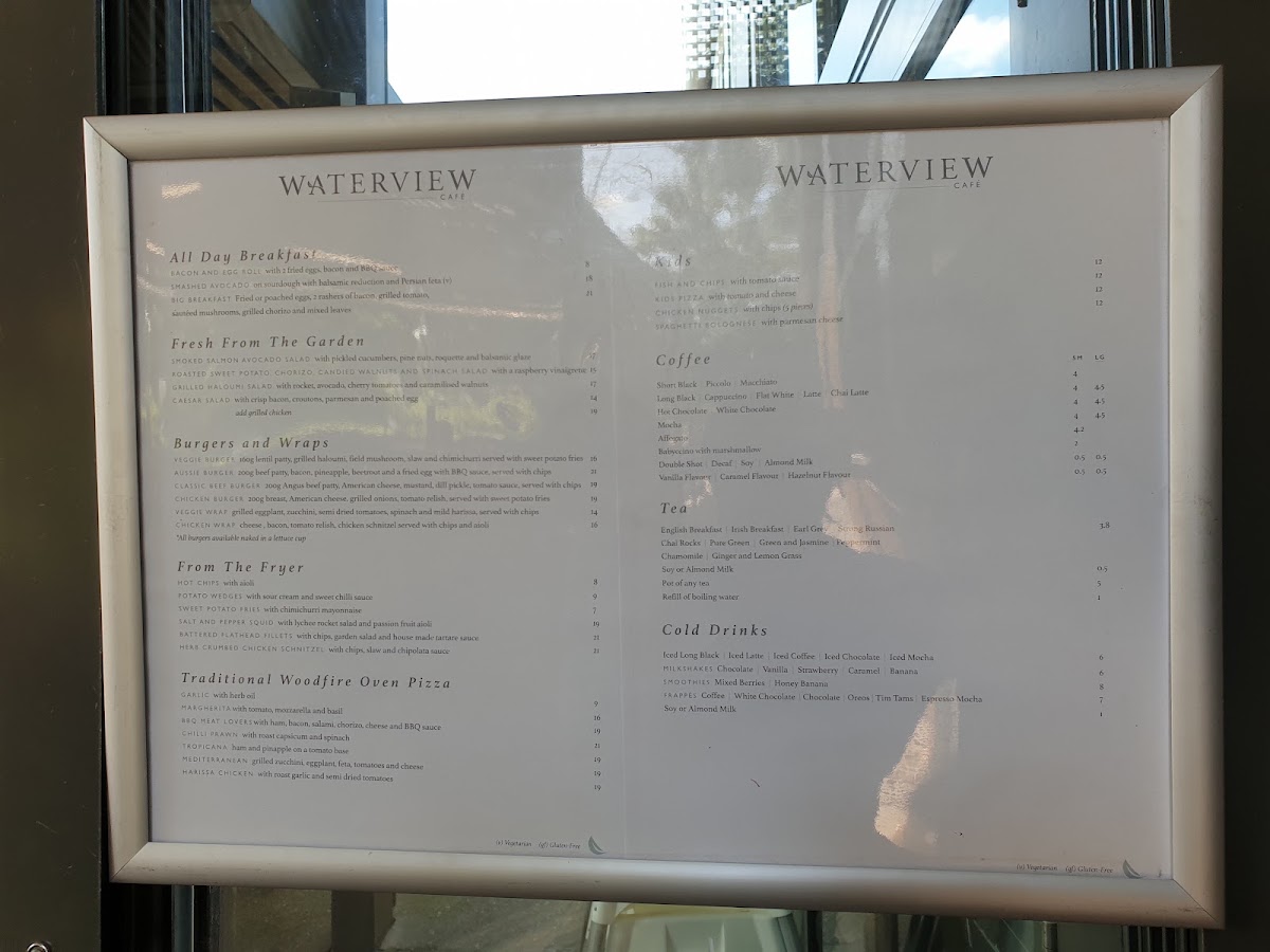 Waterview Café menu board