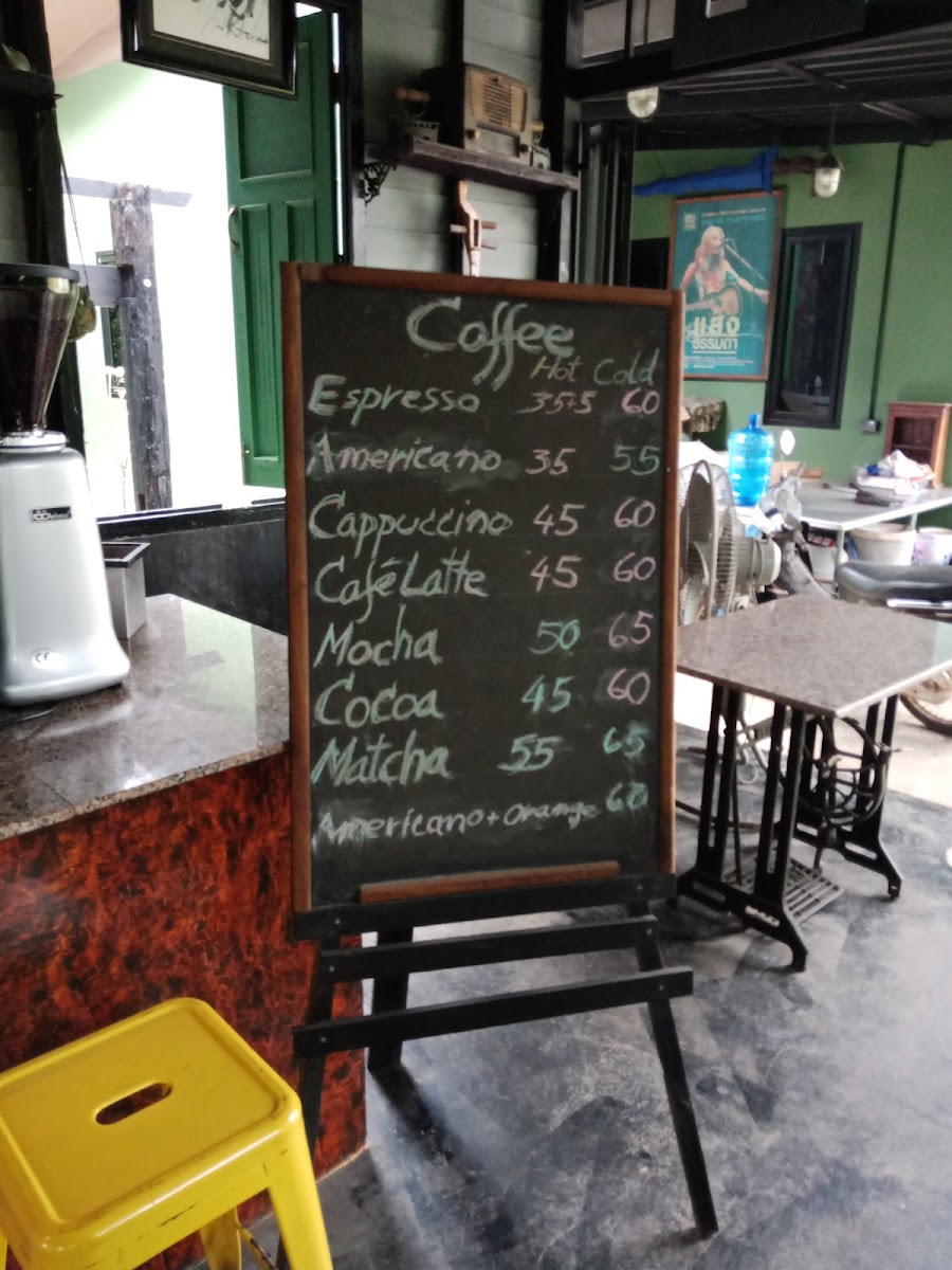 SaengThammada Café menu board
