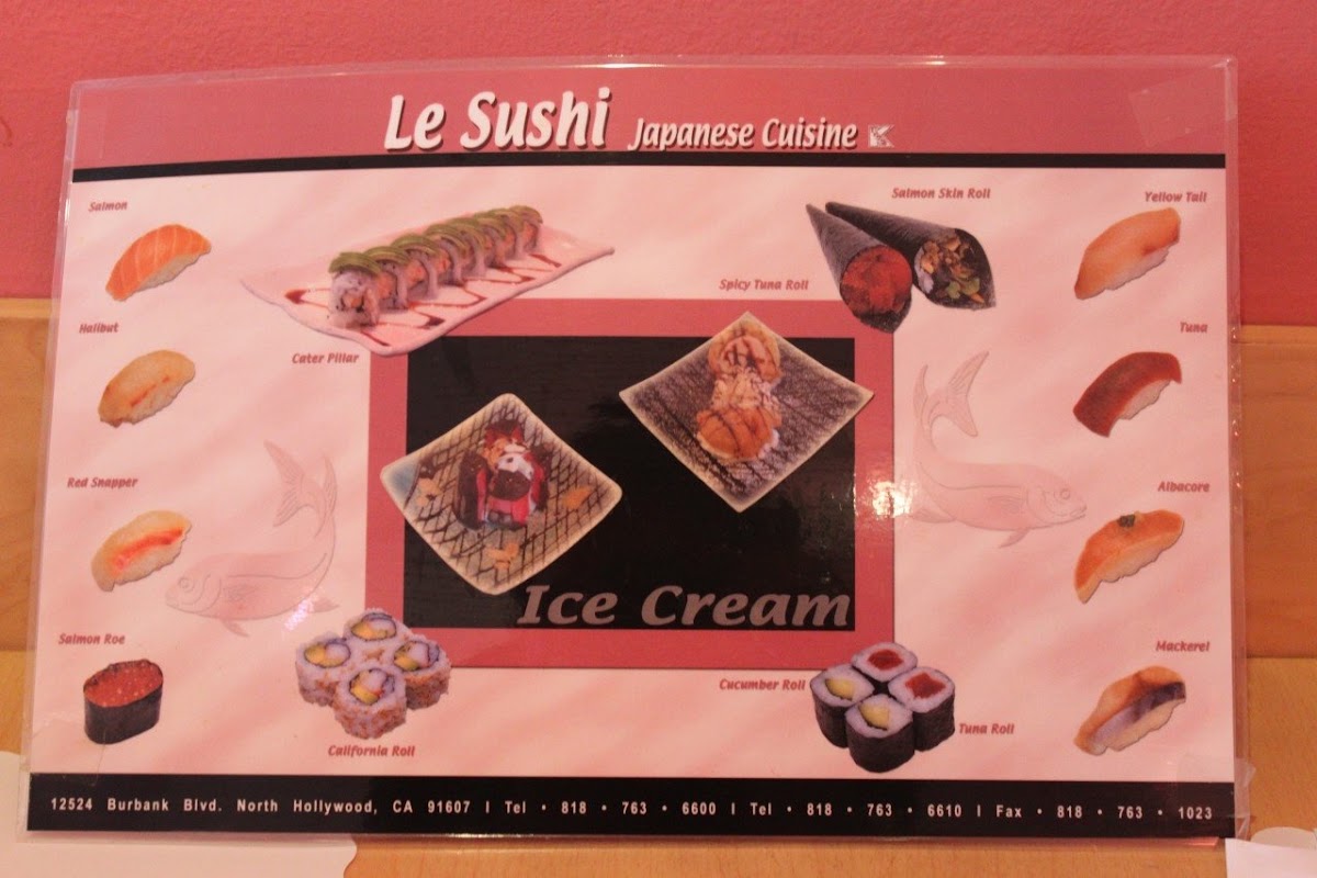 Le Sushi menu board