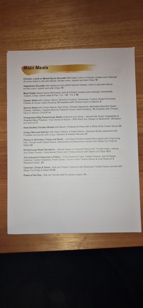 The Industrial Kitchen menu board