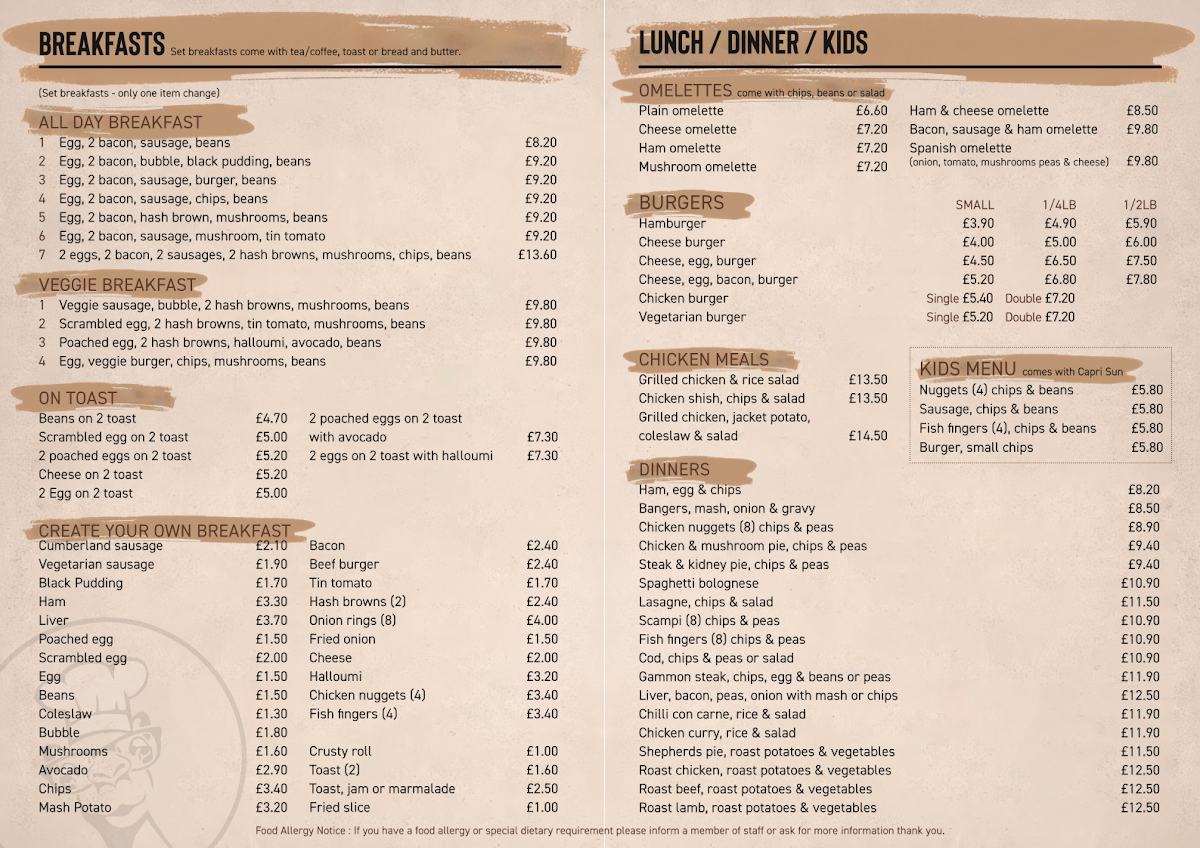 HUNGRY CHEF menu board