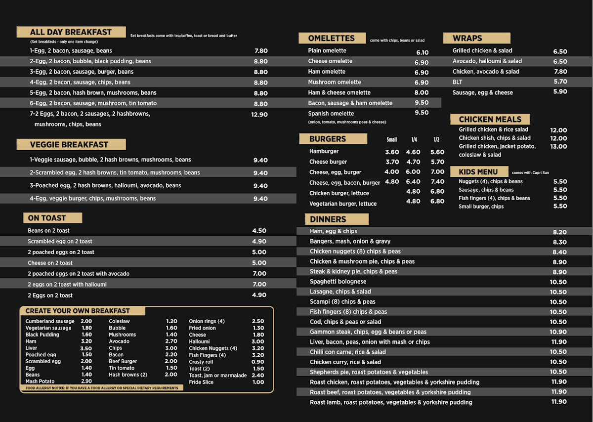 HUNGRY CHEF menu board