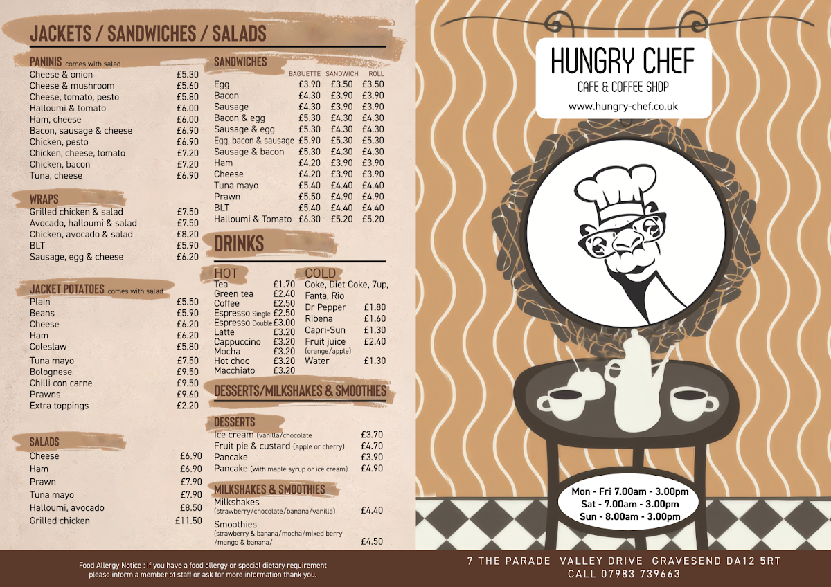 HUNGRY CHEF menu board