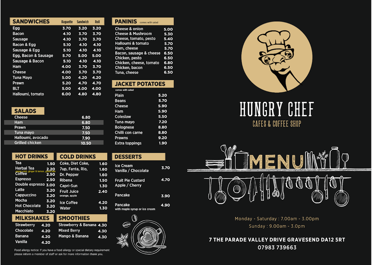 HUNGRY CHEF menu board