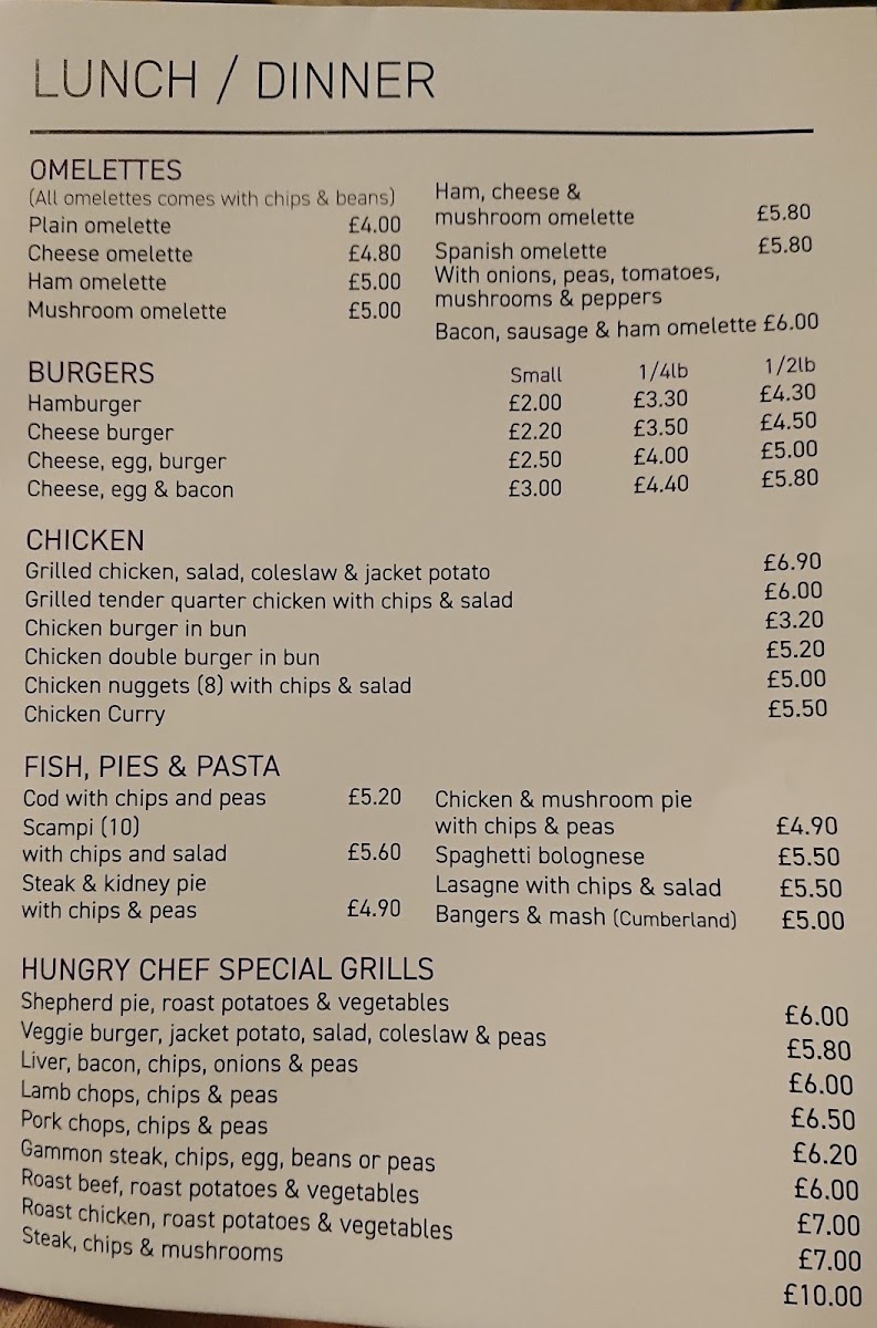 HUNGRY CHEF menu board