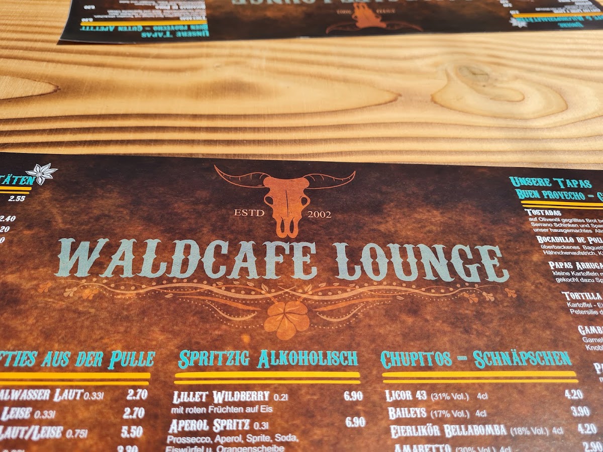Forest Café Lounge Altes Forsthaus menu board
