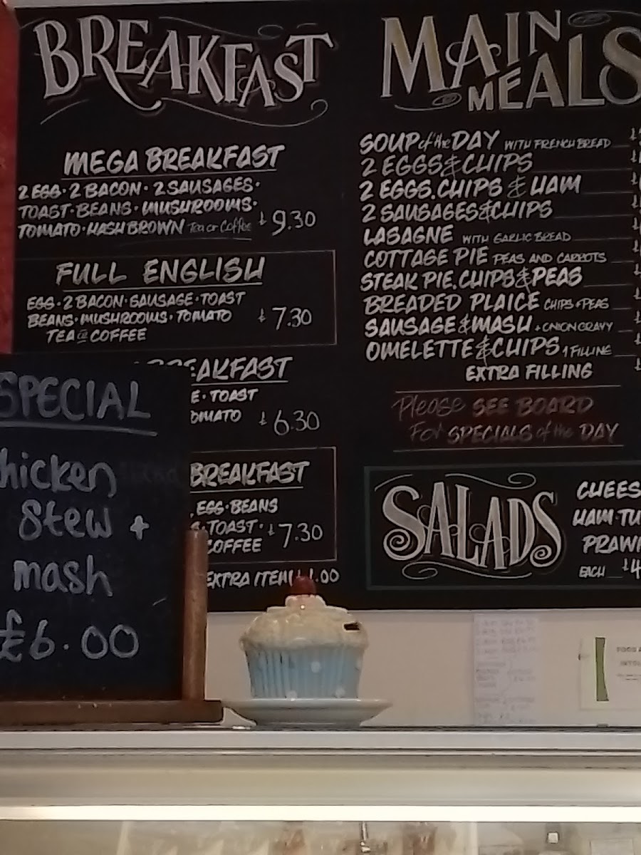 Cafe Seven Seaford menu board