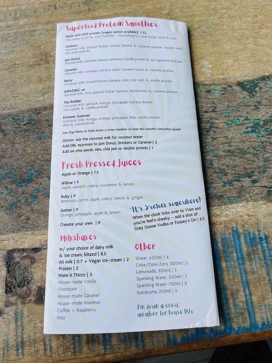 3rd Avenue menu board