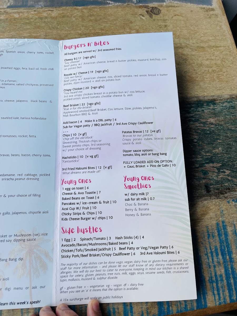 3rd Avenue menu board