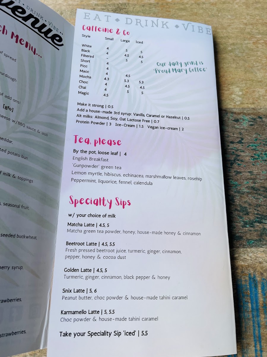3rd Avenue menu board