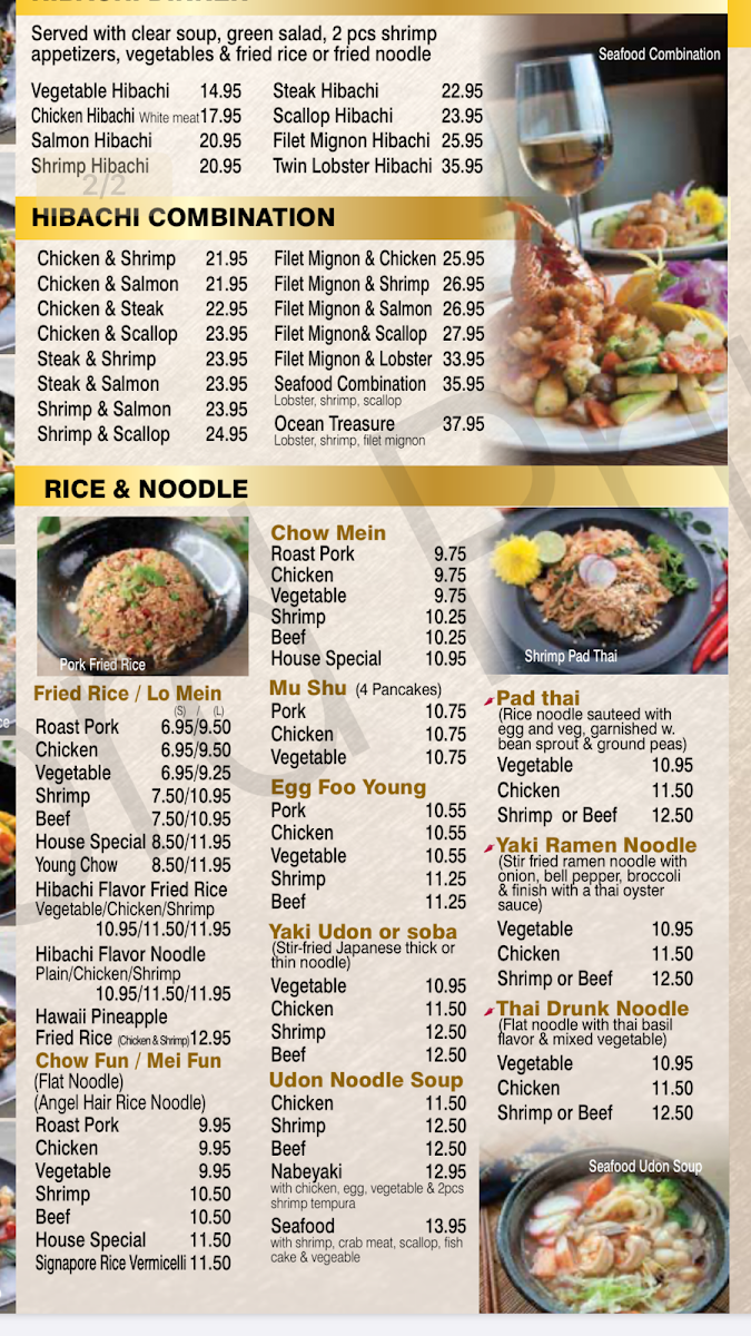 Yummy Yummy Asian Bistro menu board