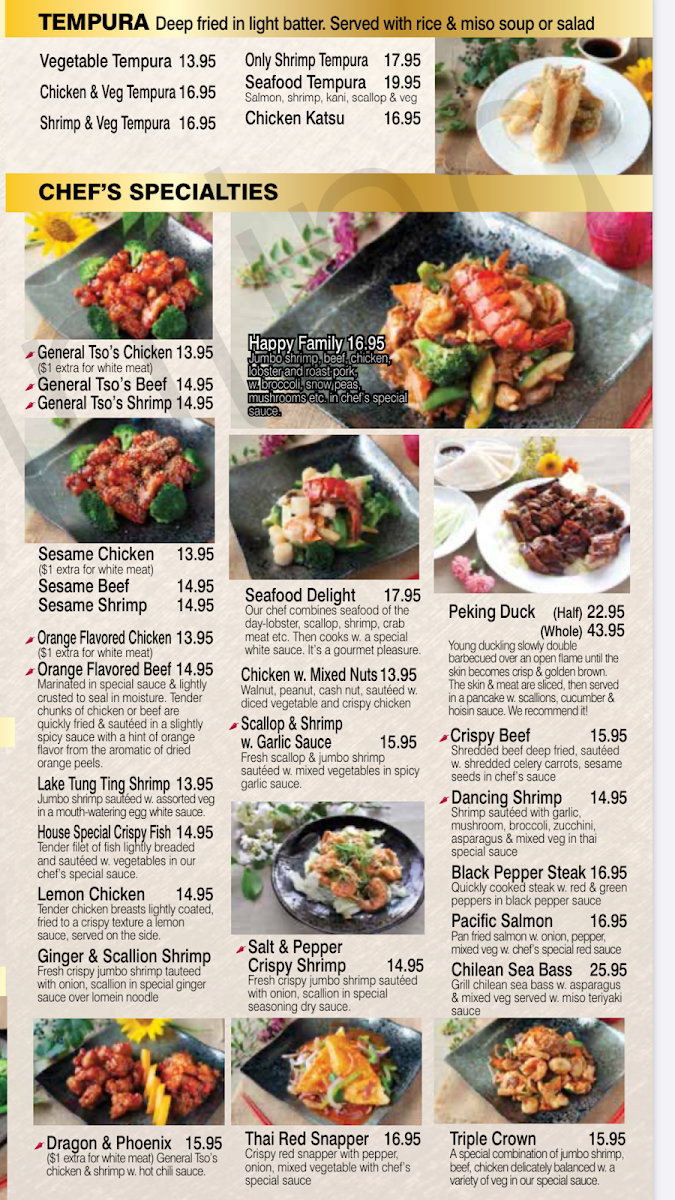 Yummy Yummy Asian Bistro menu board