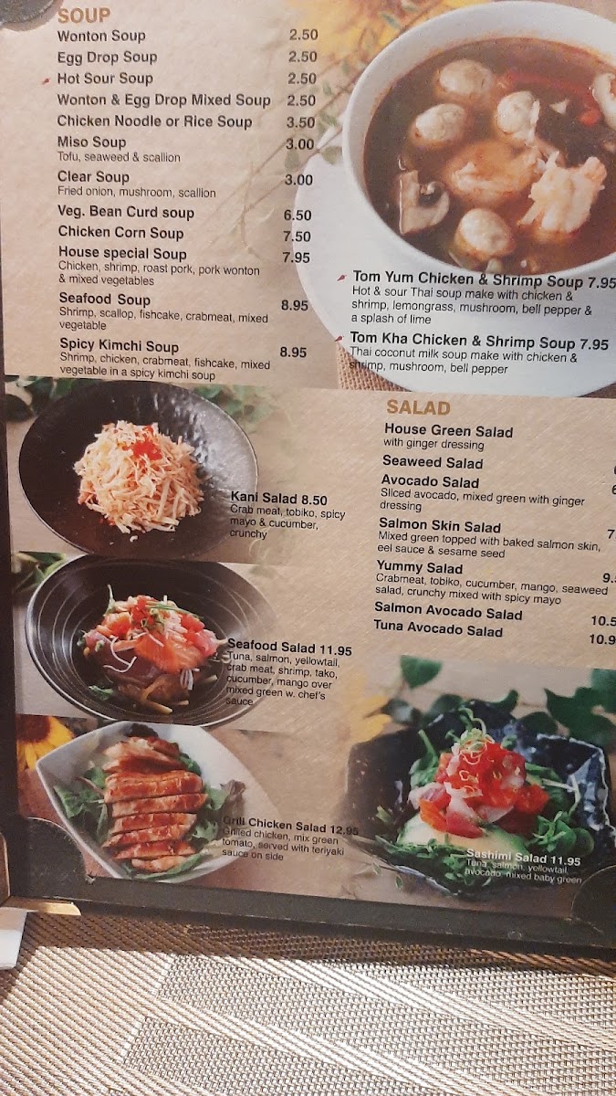 Yummy Yummy Asian Bistro menu board