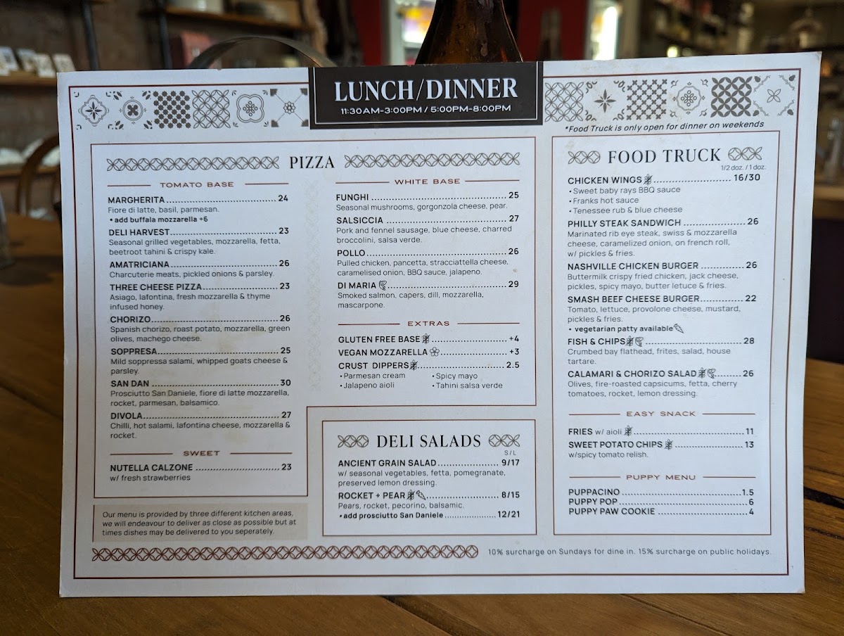 Bottega 188 menu board
