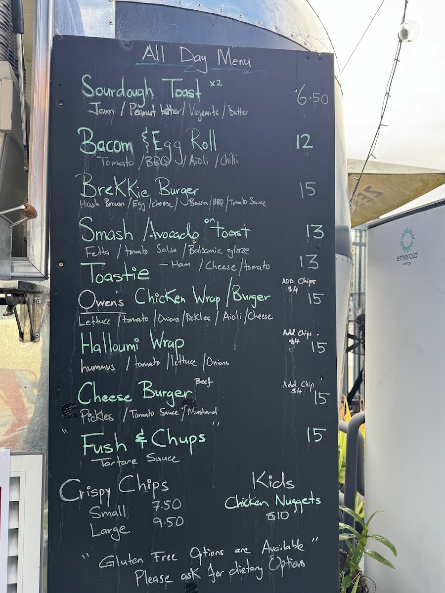 Pit Stop Cafe Kellyville menu board