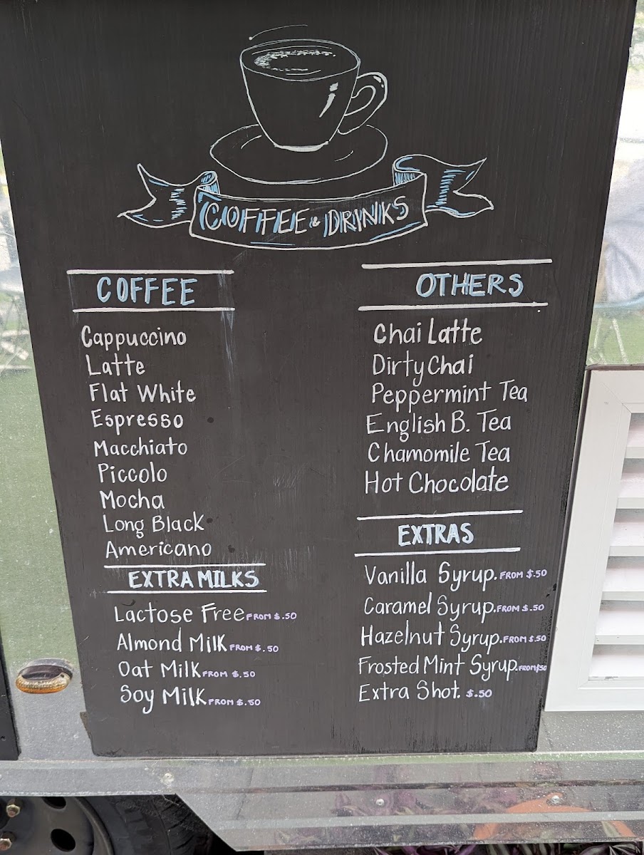 Pit Stop Cafe Kellyville menu board