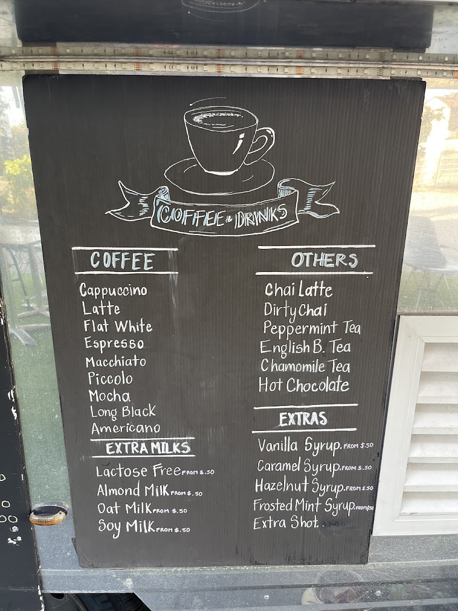 Pit Stop Cafe Kellyville menu board