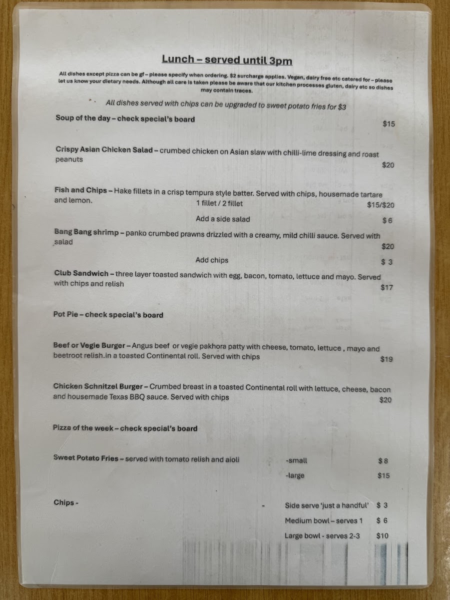 Olive Branch Cafe menu board