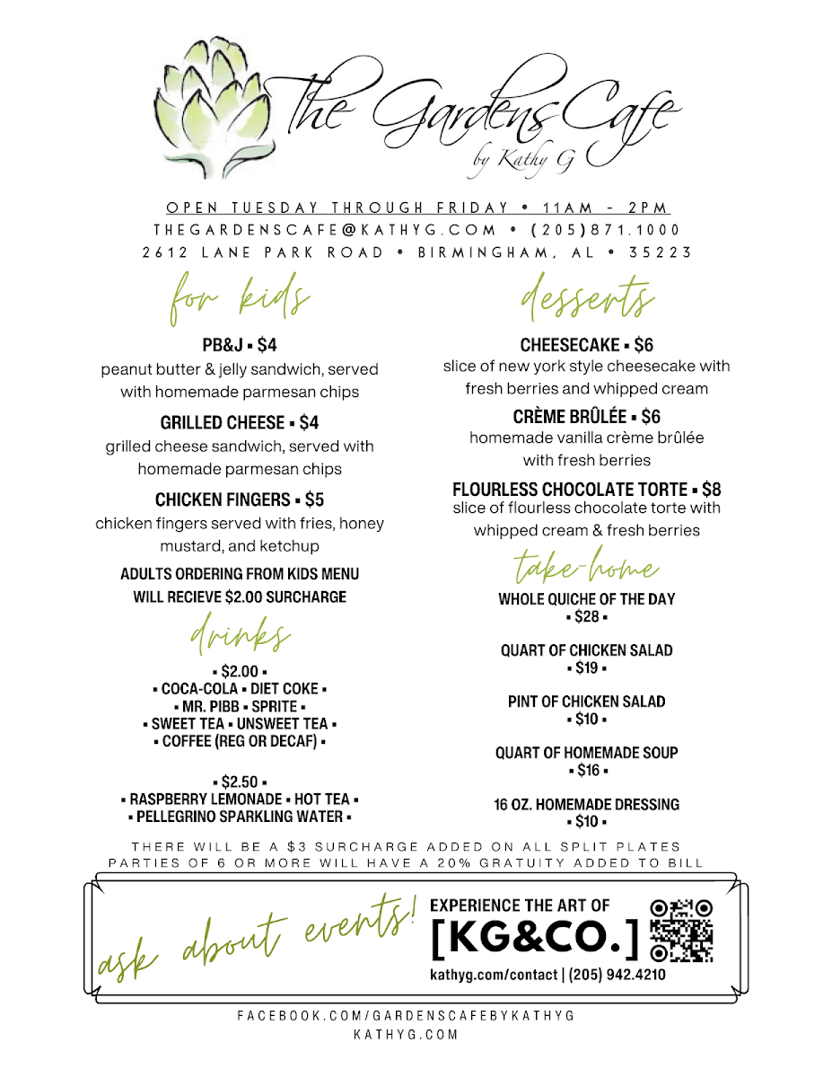 The Gardens Café by Kathy G. menu board