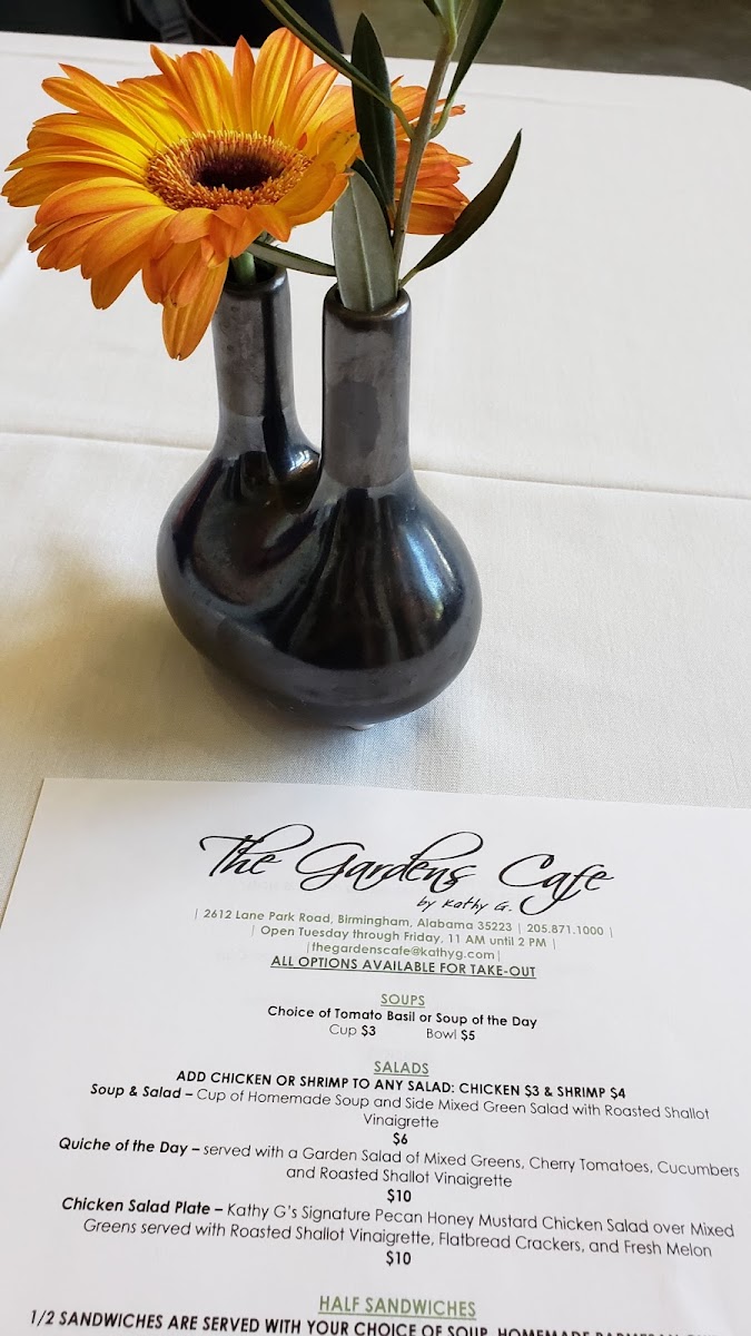 The Gardens Café by Kathy G. menu board