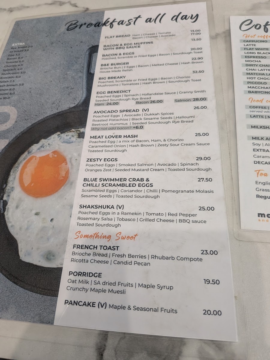 Mash cafe and restaurant menu board