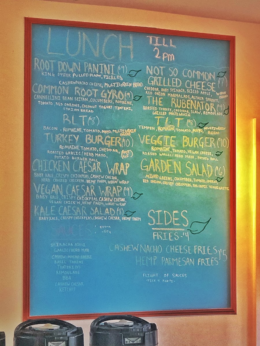Common Roots menu board