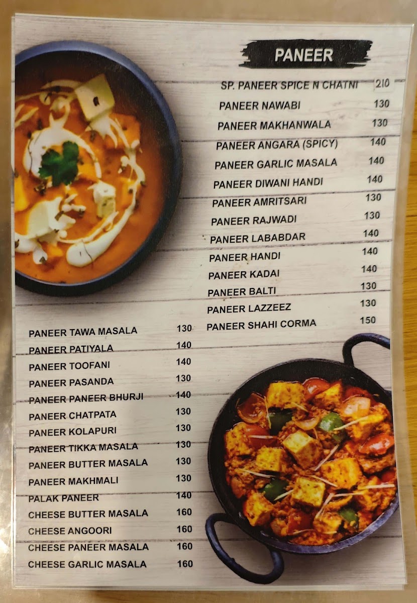 Spice N Chatni Cafe & restro menu board