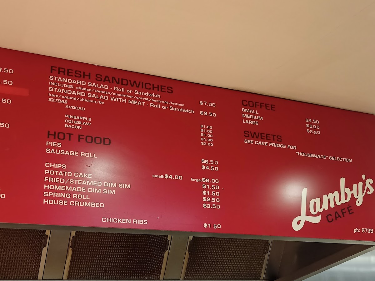 Lamby's Cafe menu board