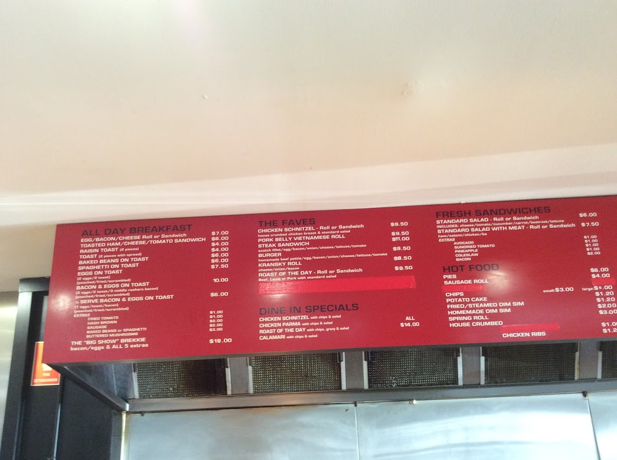 Lamby's Cafe menu board
