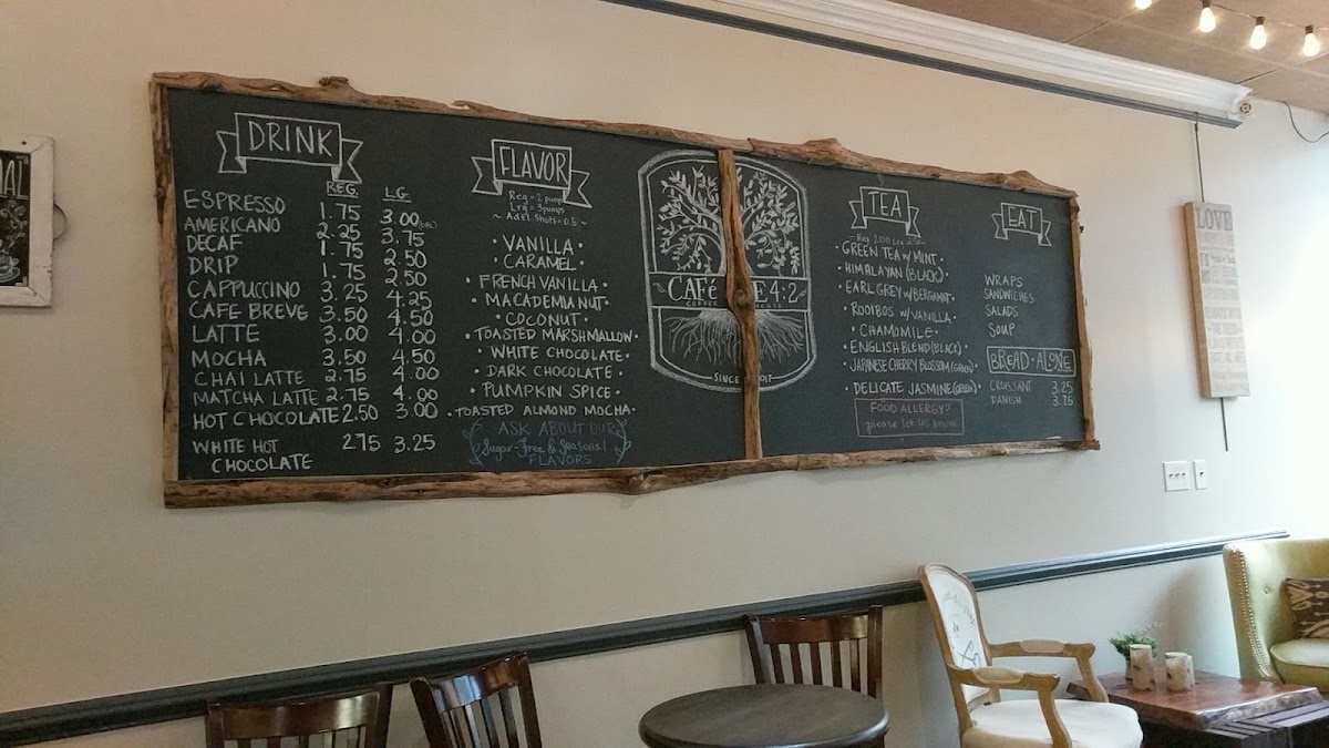 Cafe E42 menu board