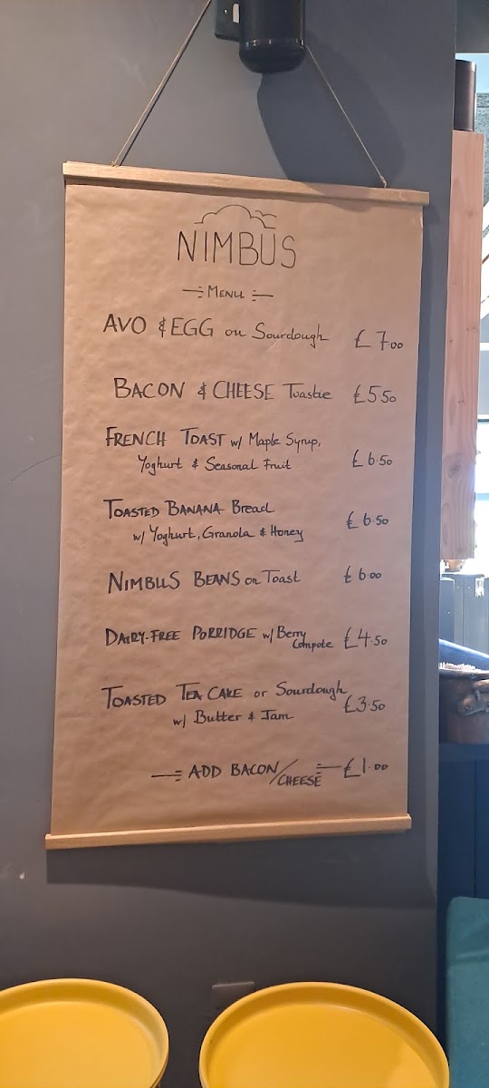 Nimbus Kitchen menu board