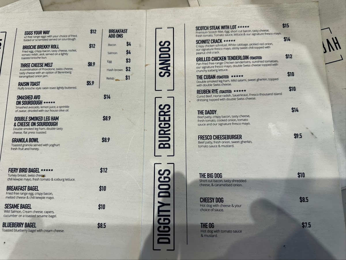 Fresco-Bah menu board