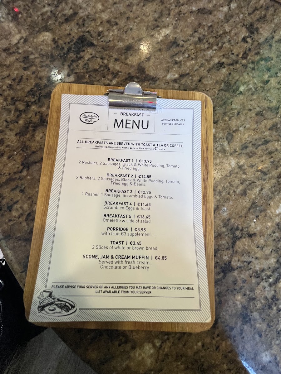 ML DORE NOSTALGIA CAFE menu board