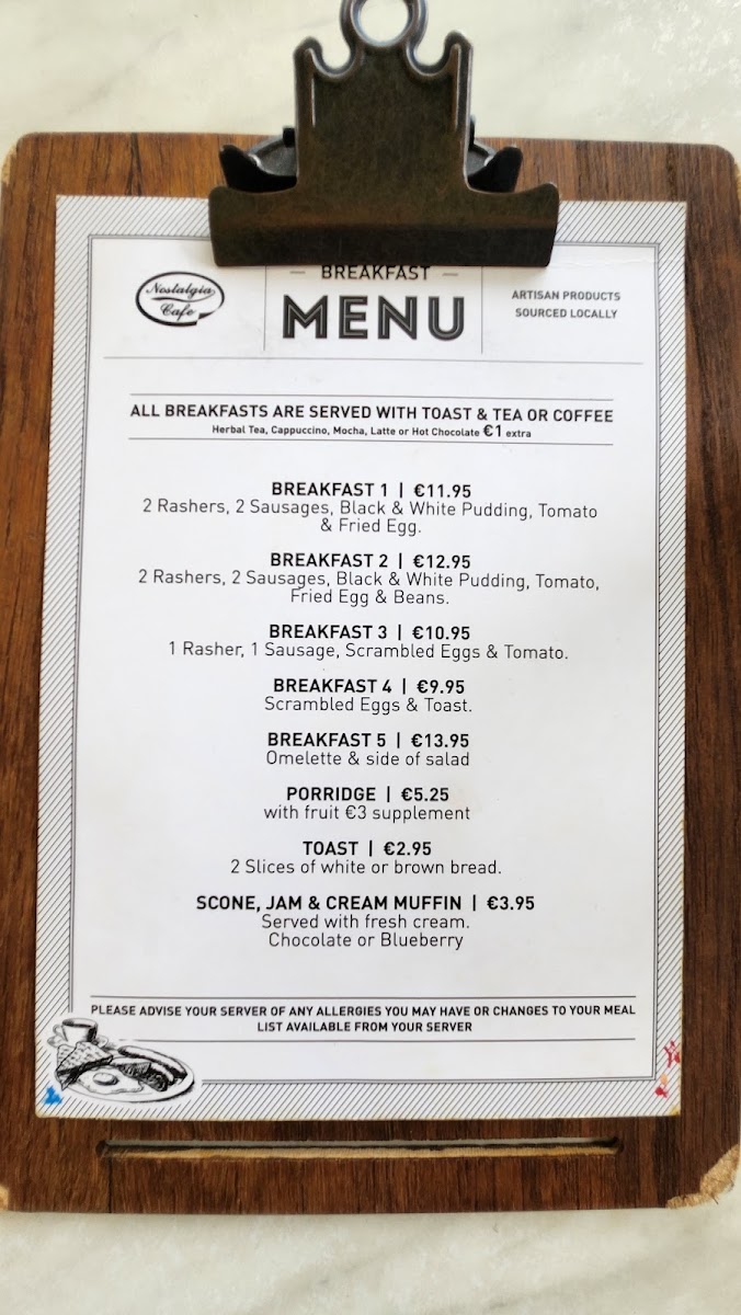 ML DORE NOSTALGIA CAFE menu board