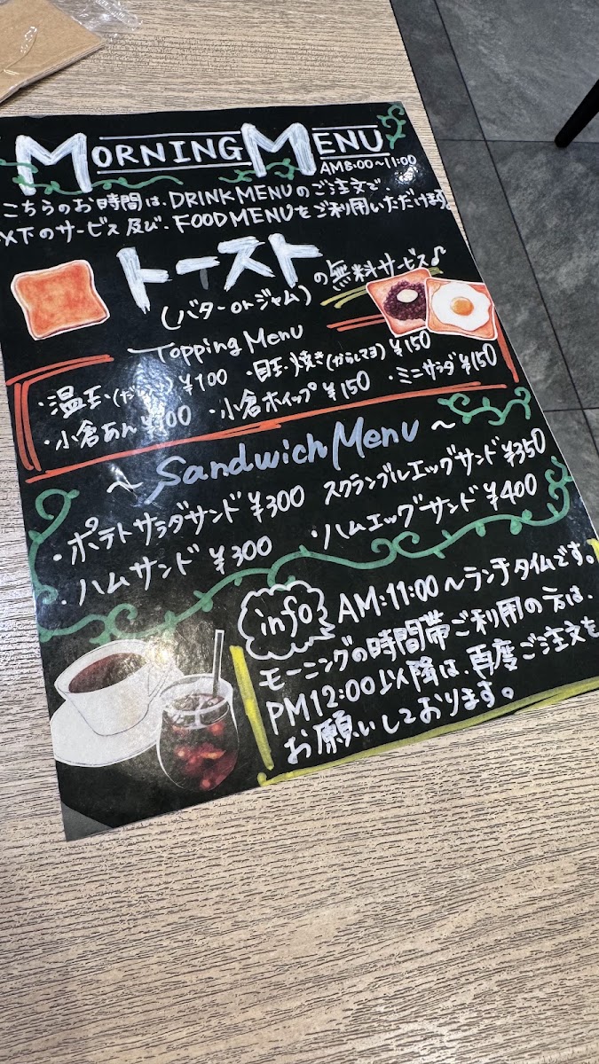 PARKSIDE CAFE 503 menu board