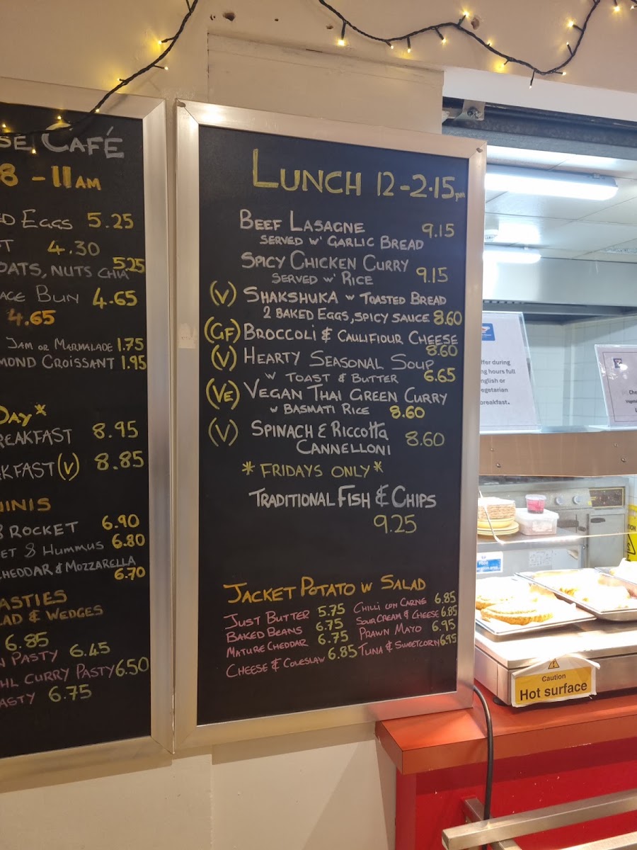 Wash House Cafe menu board