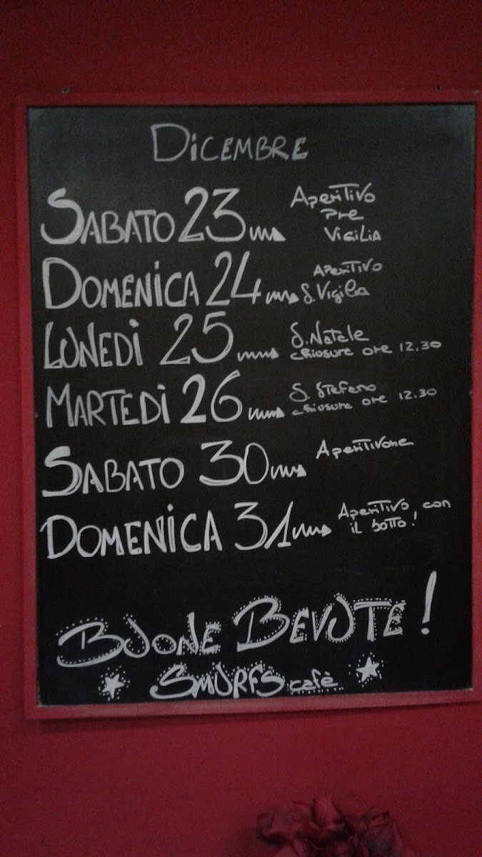 Smurfs Cafè menu board