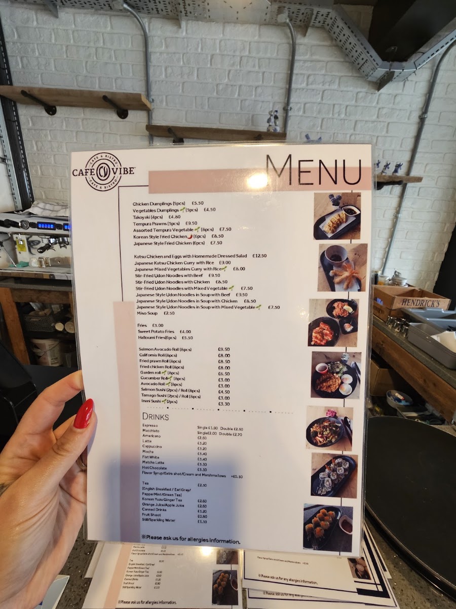 Cafe Vibe menu board
