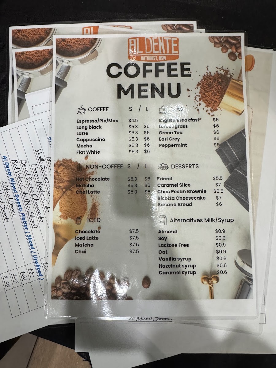 Al Dente menu board