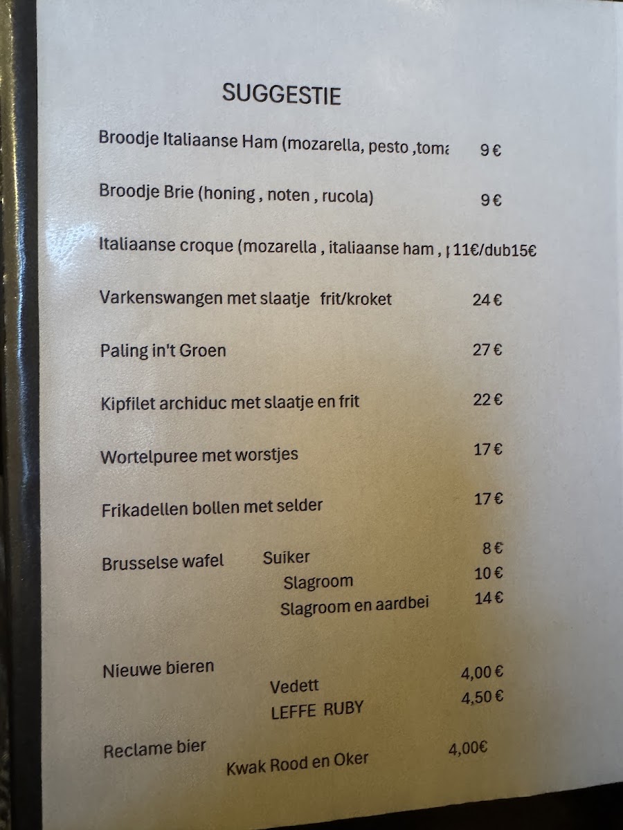 Parlement ('t) menu board