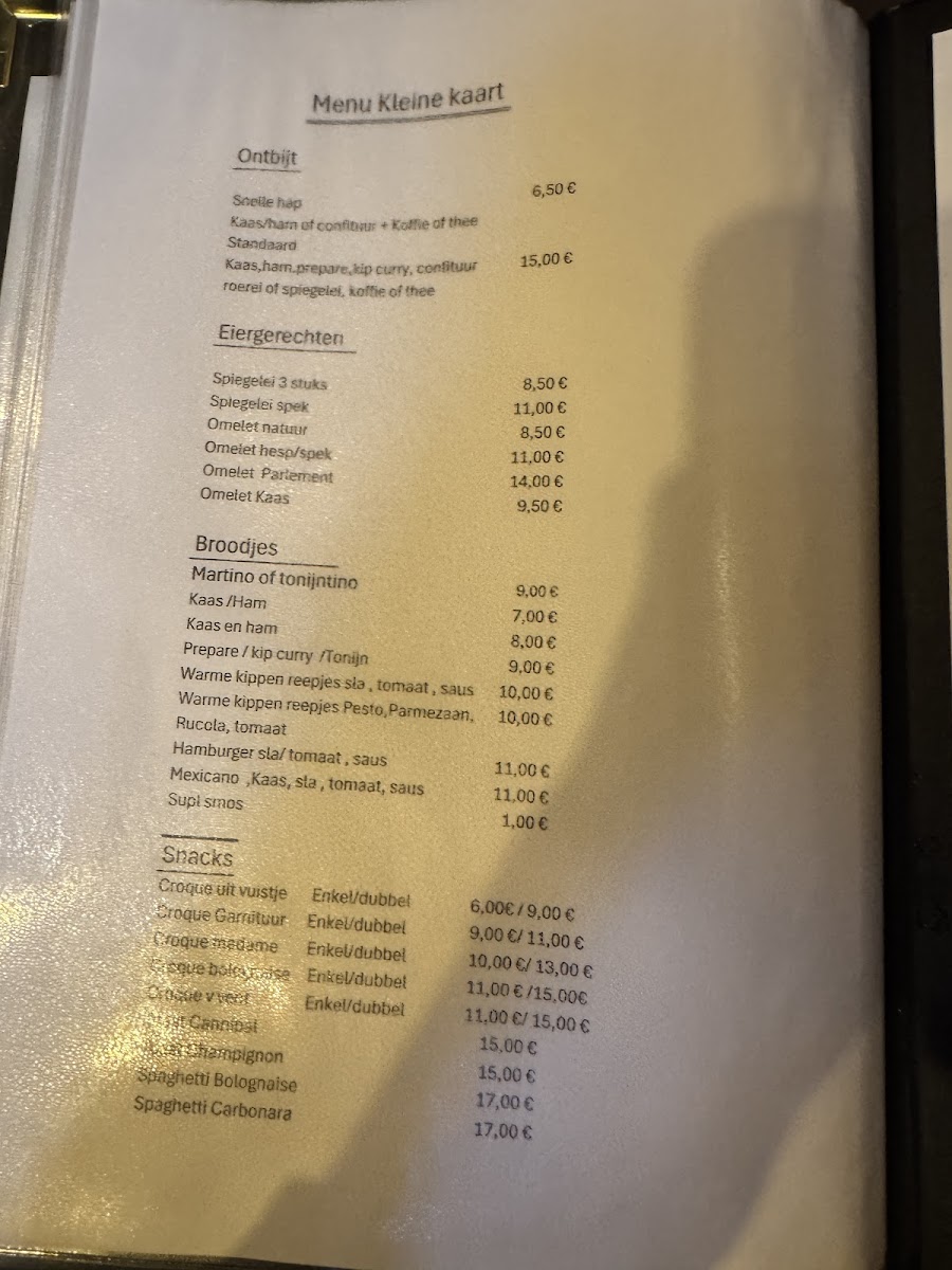 Parlement ('t) menu board