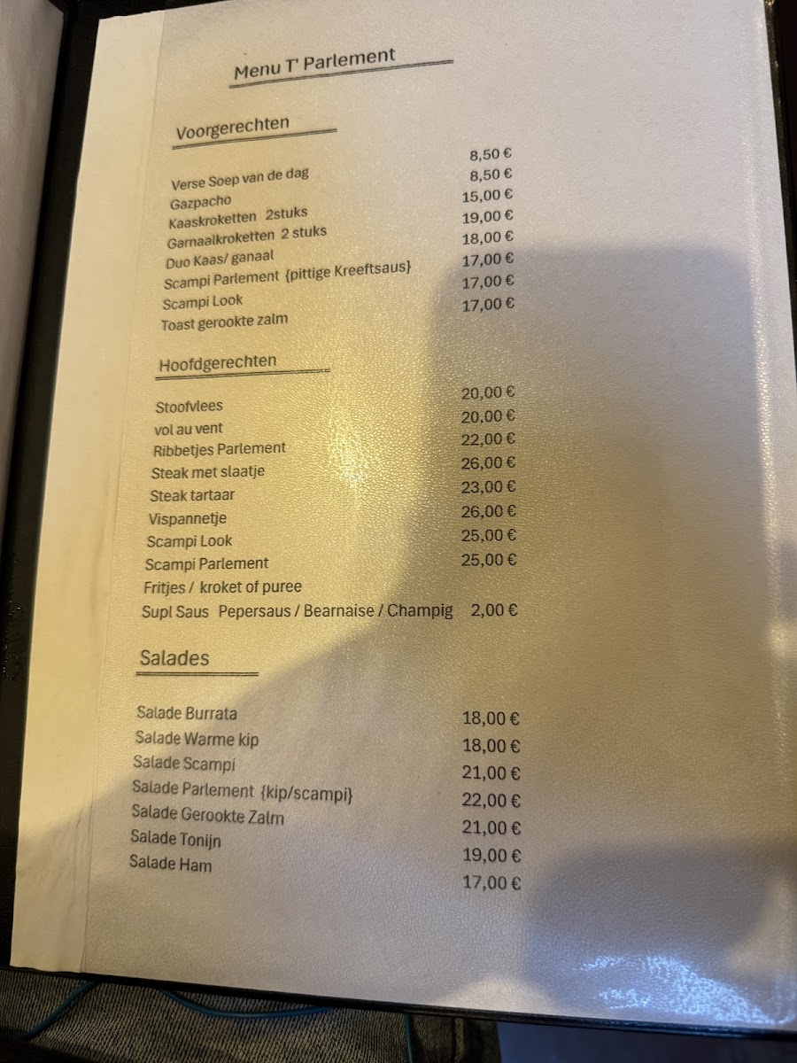 Parlement ('t) menu board